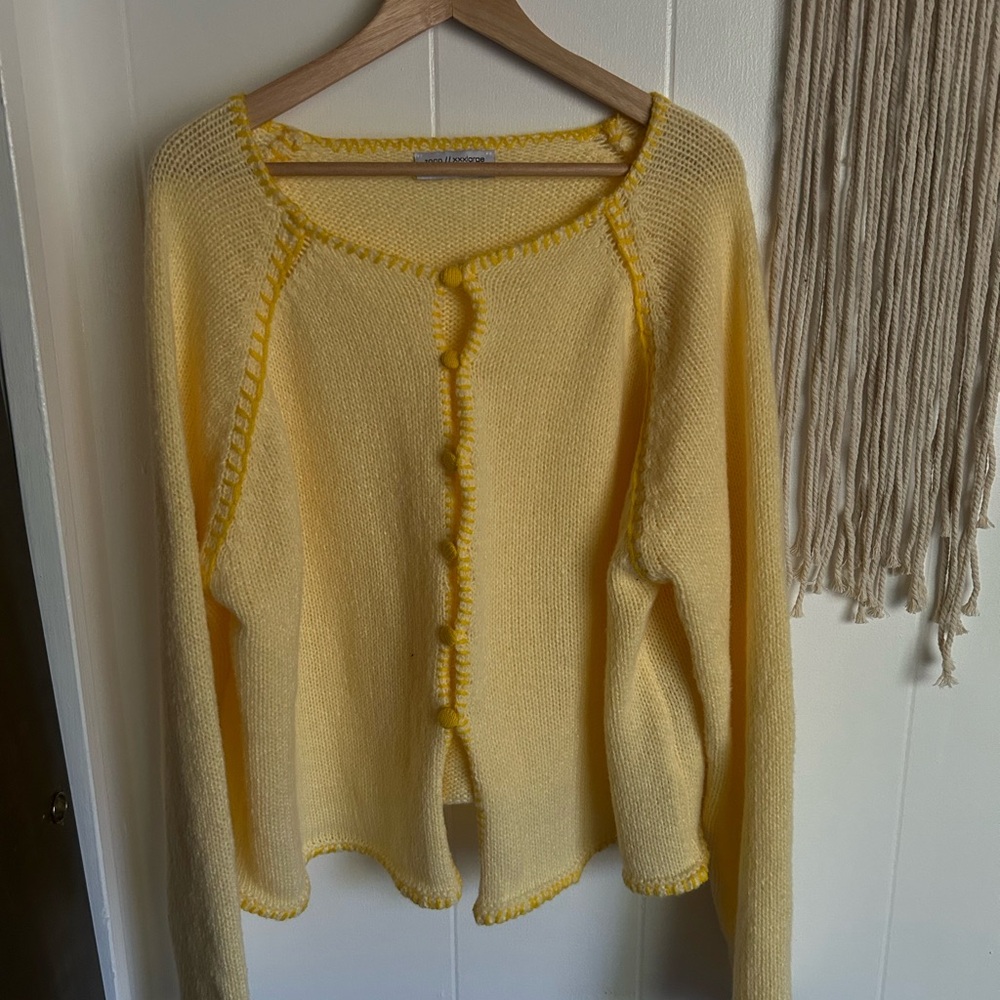 Yellow Button-Up Women's Sweater